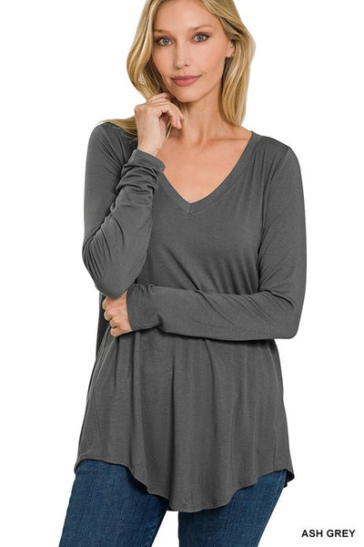 Luxe Long Sleeve V-Neck Top - Regular and Plus