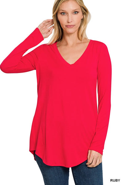 Luxe Long Sleeve V-Neck Top - Regular and Plus