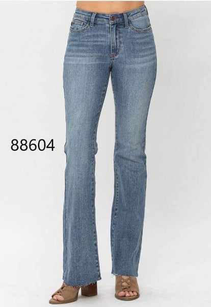 Judy Blue Fray Hem Bootcut Jeans - Regular and Plus