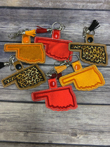 Embroidered Cloth Oklahoma Key Chain