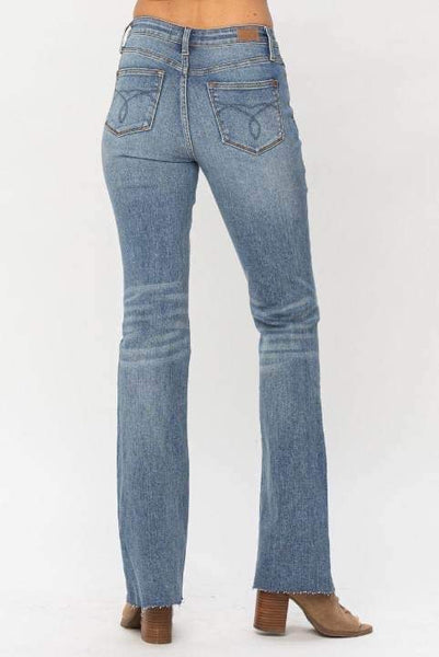 Judy Blue Fray Hem Bootcut Jeans - Regular and Plus