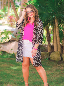 Side Hustle Leopard Kimono - Regular
