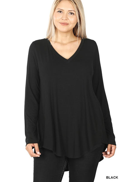 Luxe Long Sleeve V-Neck Top - Regular and Plus