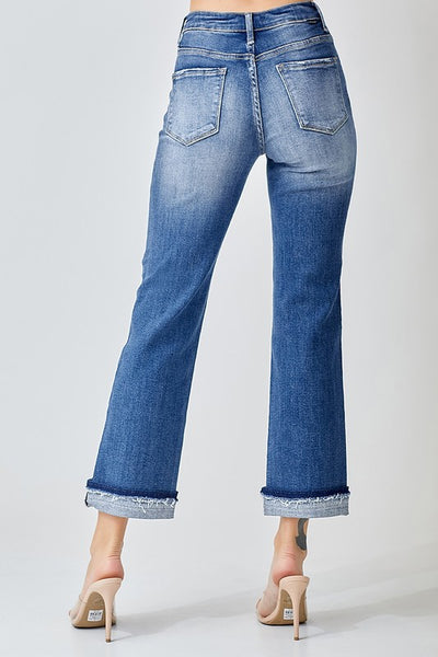 Mid-Rise Ankle Slim Straight Jeans - Regular
