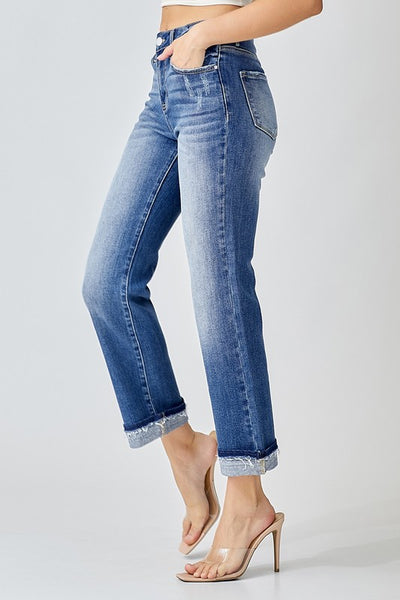 Mid-Rise Ankle Slim Straight Jeans - Regular