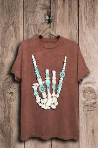 Skeleton Rock Hand Graphic Tee - Regular