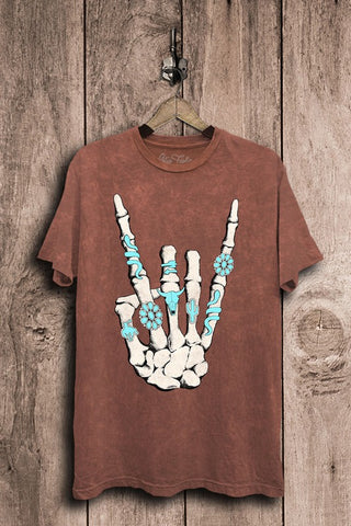 Skeleton Rock Hand Graphic Tee - Regular