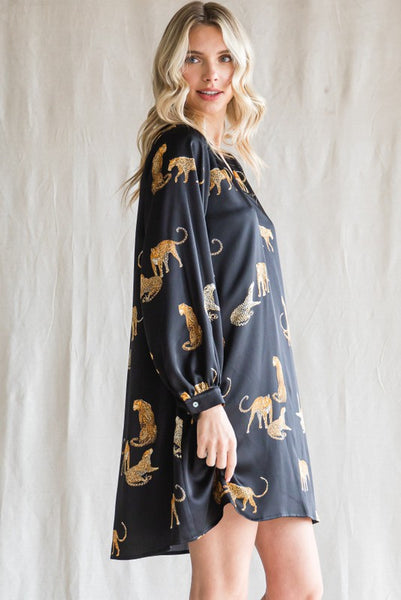 Satin Animal Print Dress - Regular and Plus