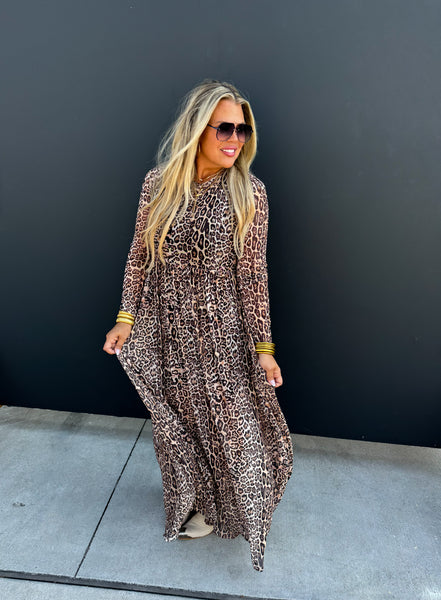 Carmen Sheer Cheetah Dress - L/XL ONLY