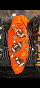 Orange Sequin/Beaded Football Headbands