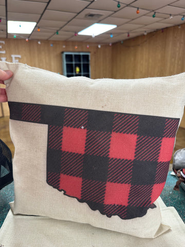 Buffalo Plaid Oklahoma Pillow