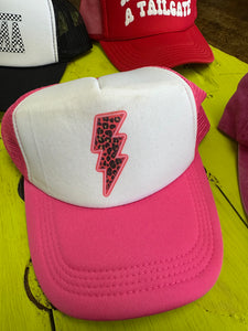 Pink/White Leopard Lightning Bolt Hat