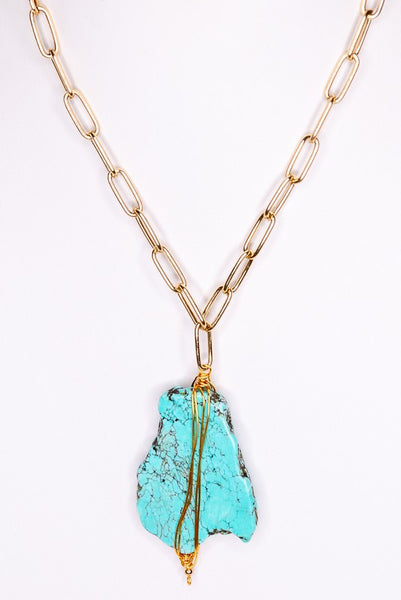 Turquoise Howlite Slab Necklace