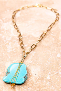 Turquoise Howlite Slab Necklace