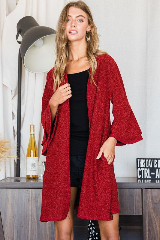 Glitter Bell Sleeves Cardigan - Regular