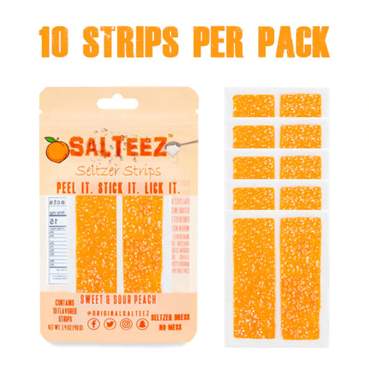 Salteez Sweet and Sour Peach Seltzer Strips