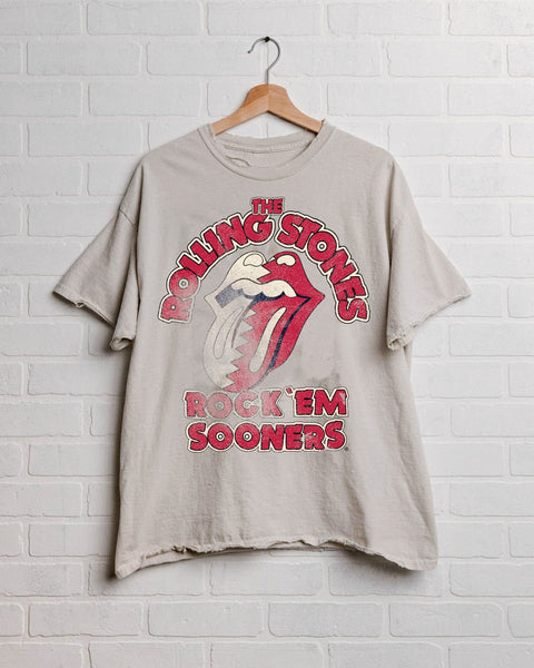 Licensed Rolling Stones Rock 'Em Sooners Thrifted Style Tee