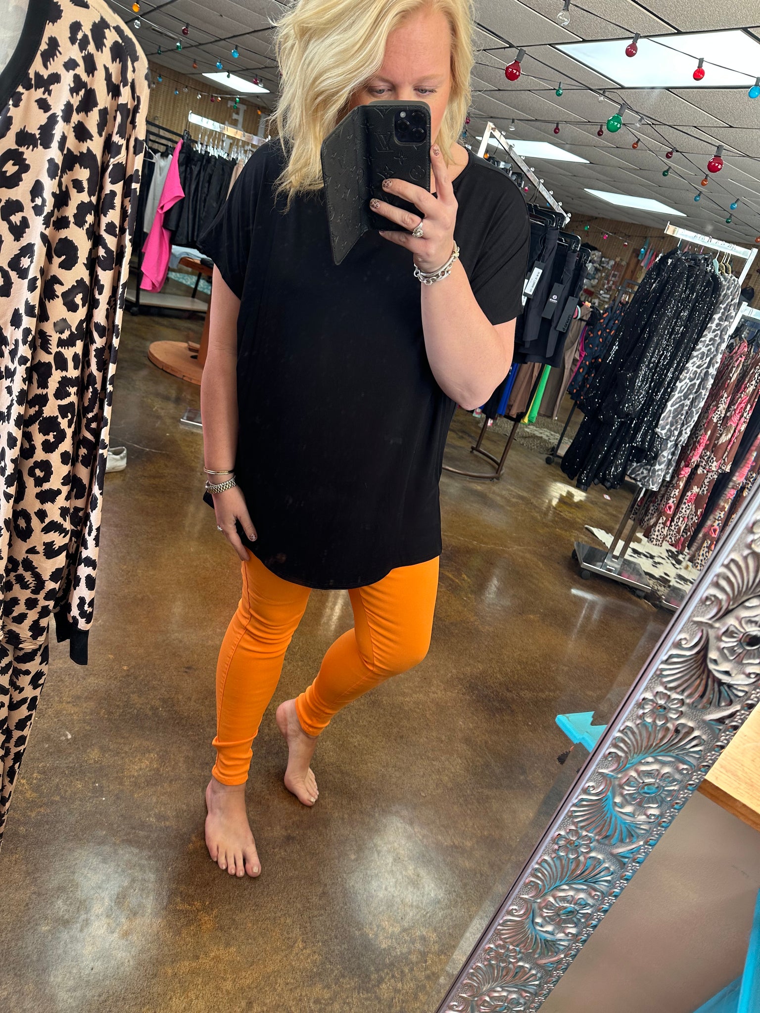 Neon Orange Skinnies - Regular and Plus