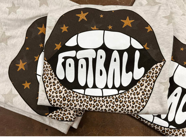 Football Lips Leopard and Stars Tee