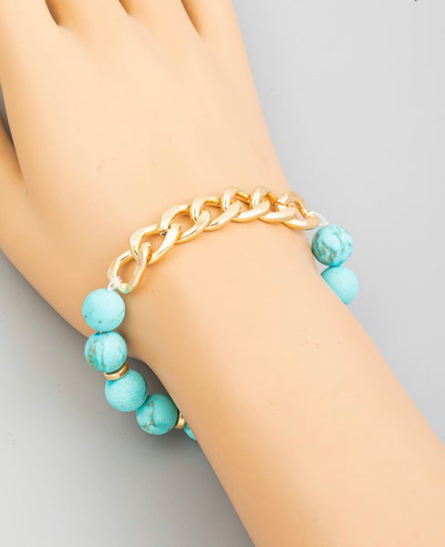 Turquoise Ball and Chain Bracelet