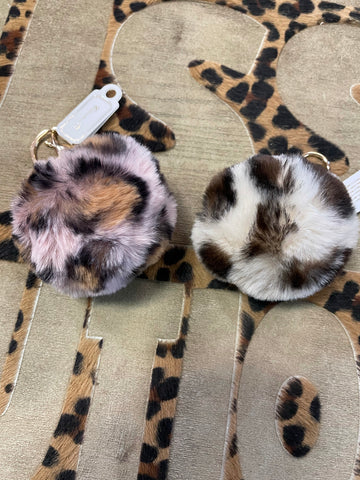 Fuzzy Leopard Keychains