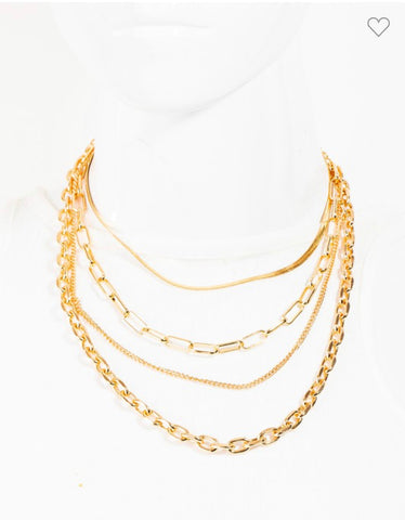 Silver Layered Chain Necklace