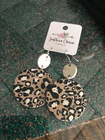 Leopard Circle Dangle Earrings