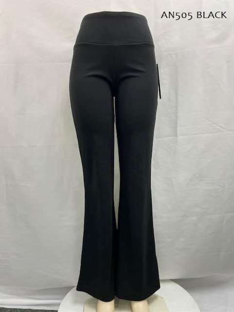 High Waist Pull On Bell Bottom Pants - Regular